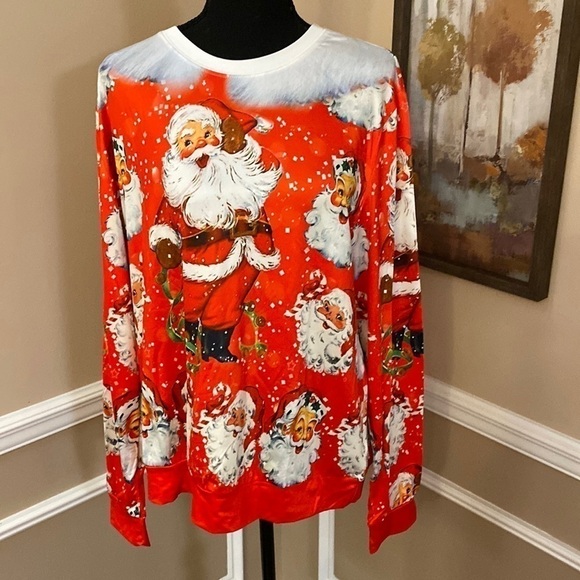 Fancycube Tops - Fancycube Santa Long Sleeved Top XL NWT